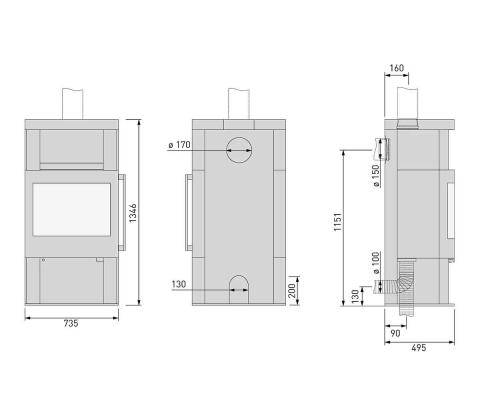Preview: Kaminofen Skantherm Ator Panorama Stahl