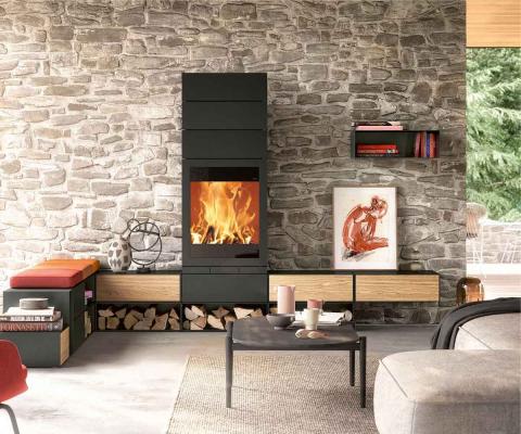Preview: Kaminofen Skantherm Elements 603 Front mit 4 Zusatzmodulen