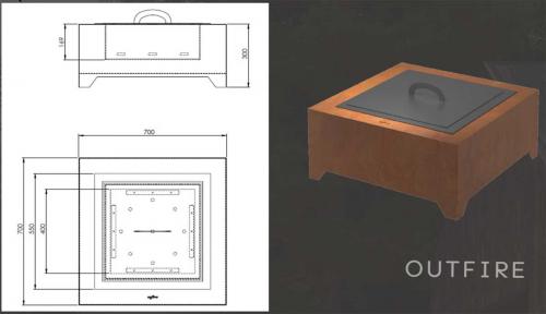 Infire Feuerstelle Corten Square 700