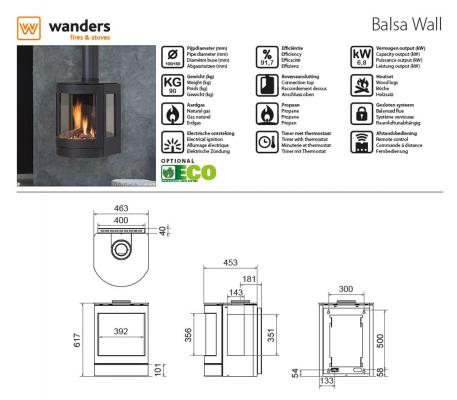 Wanders Gas-Kaminofen Balsa 75 Wall