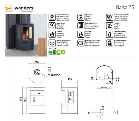 Wanders Gas-Kaminofen Balsa 75