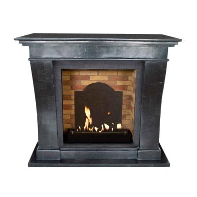 Xaralyn Bioethanolkamin Kreta Stein Anthrazit poliert mit Steindekor & Medaillon