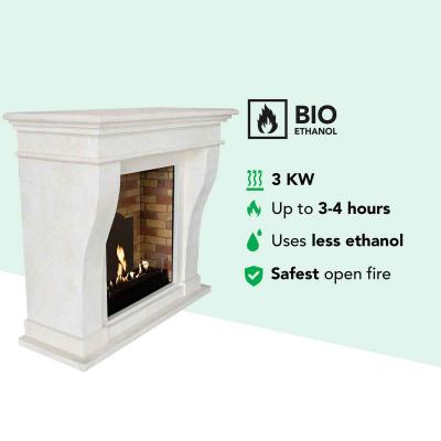 Xaralyn Bioethanolkamin Kreta Stein weiß mit Steindekor & Medaillon