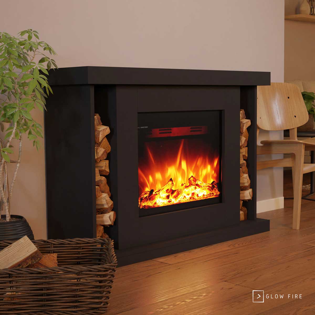 Glow Well Fires Puppenhaus Leuchtendes Brennholz Feuer Korb Aufleuchtend Miniatur Kamin Zubehör 12V