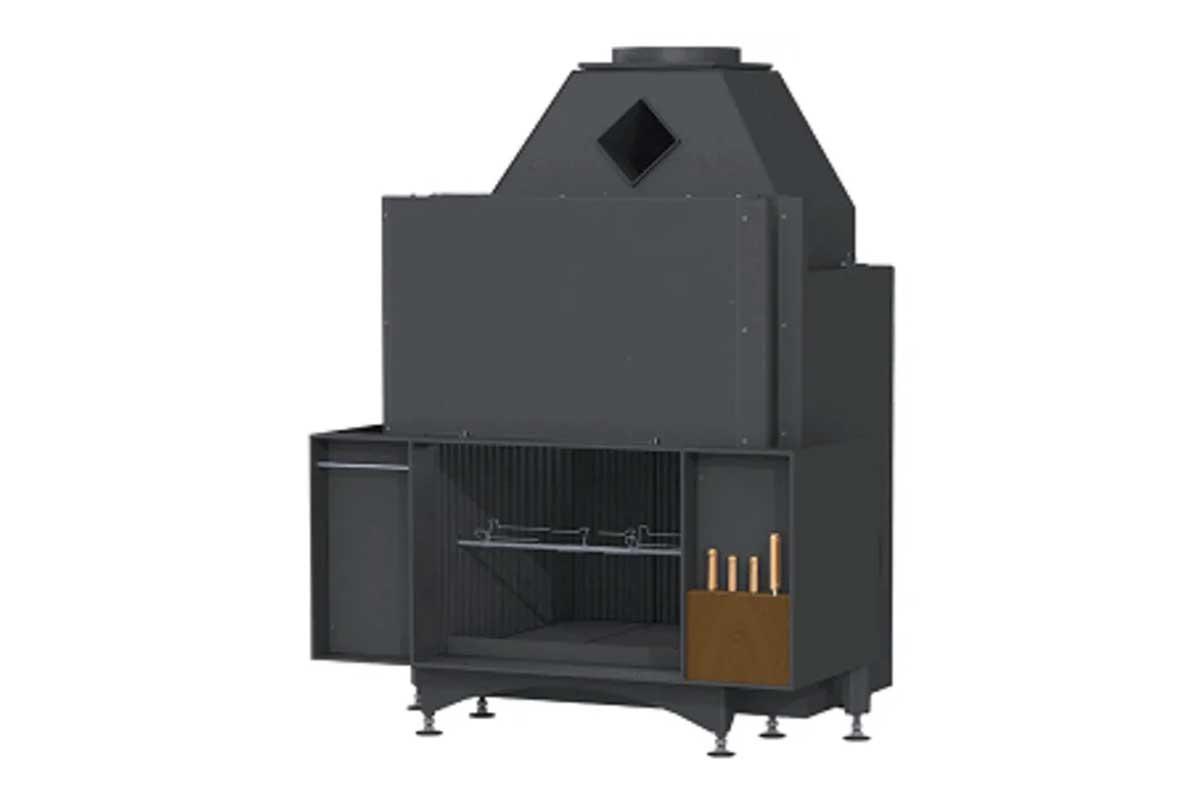 Brunner Offener Kamin flach Urfeuer-Küchenkamin® 50/66 mit Funktionsnische