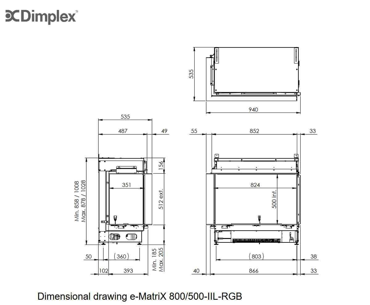 Electric Fireplace Dimplex e-MatriX 800/500 IIL