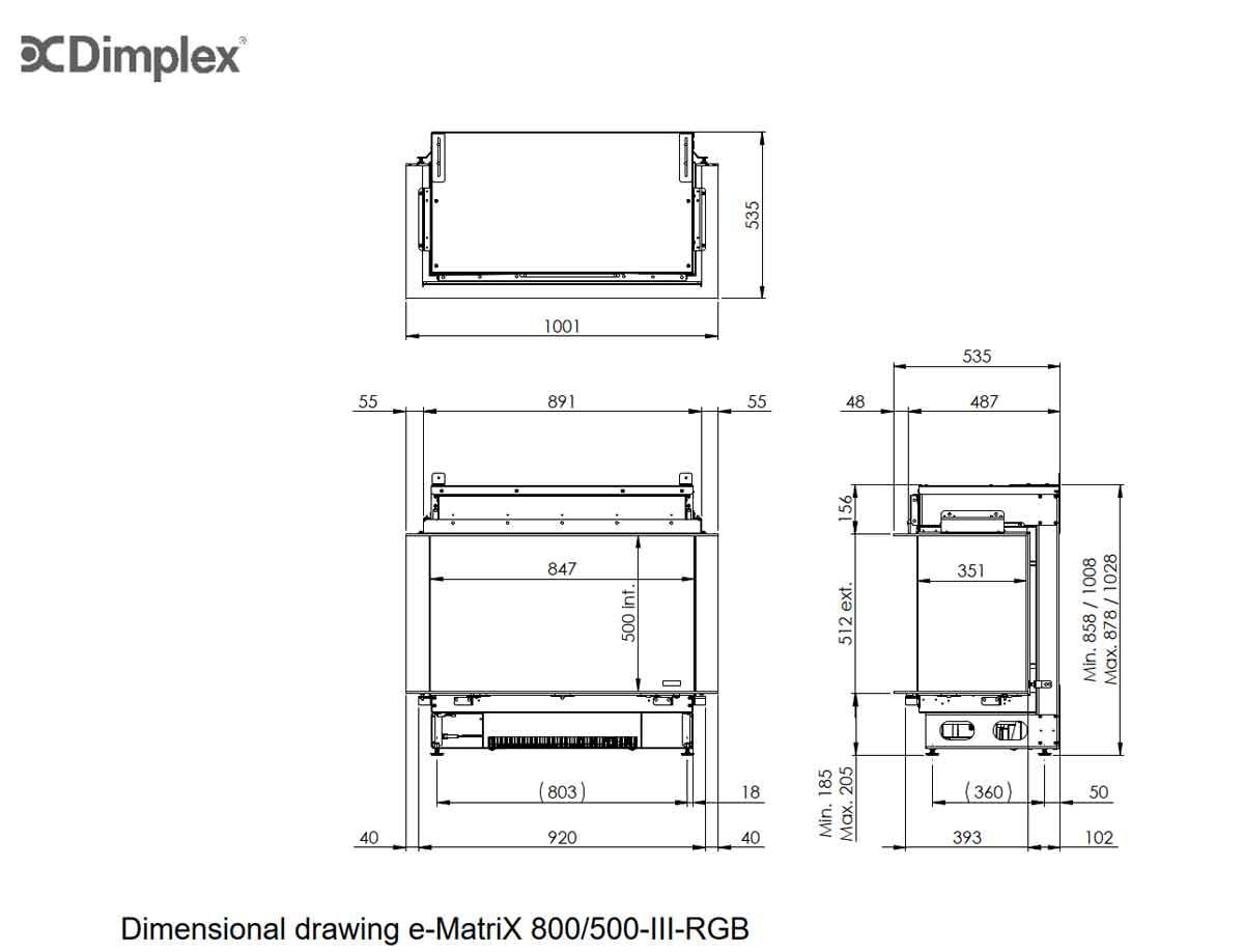 Electric Fireplace Dimplex e-MatriX 800/500 III