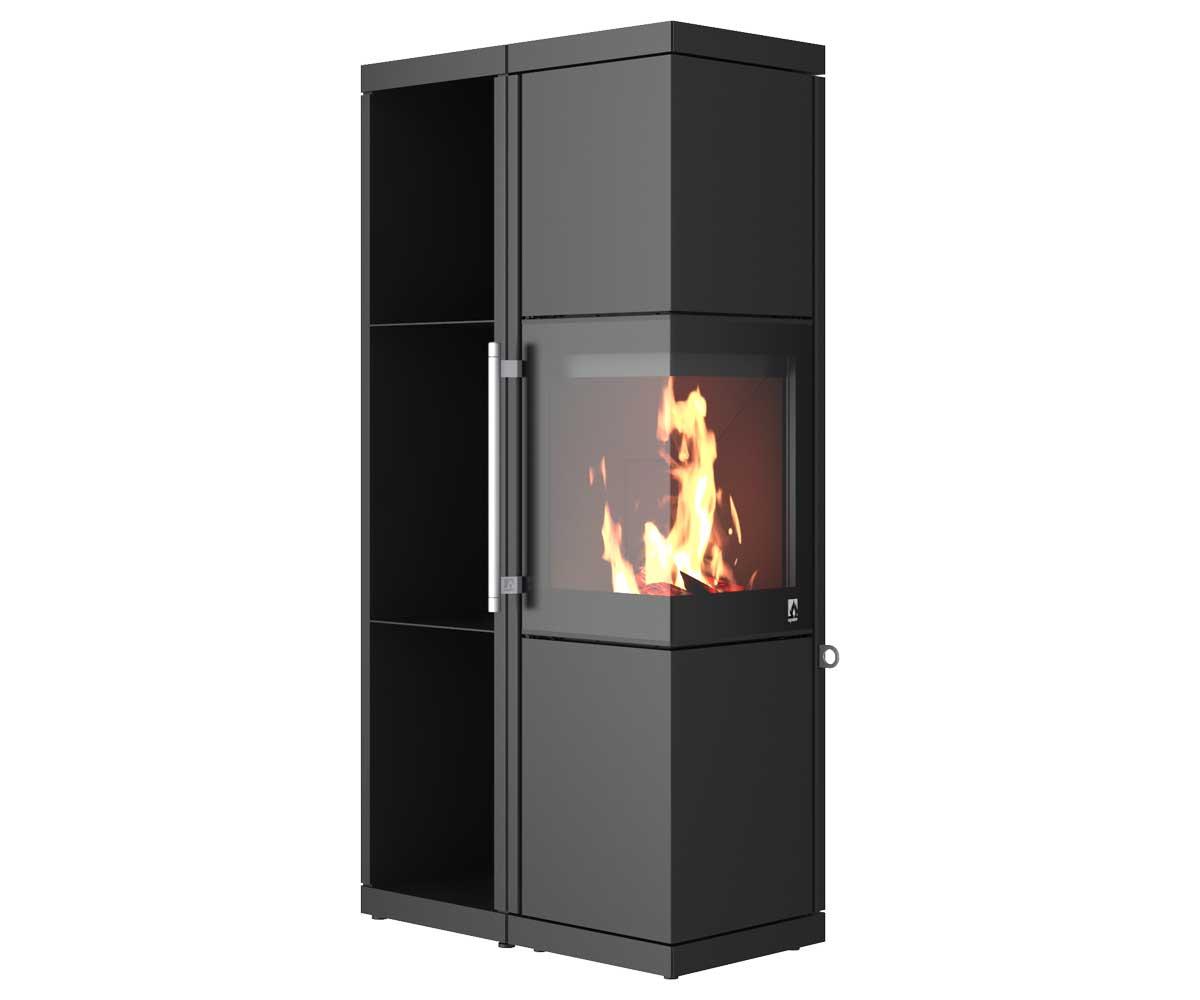 Kaminofen Drooff Livera 2L mit Holzregal