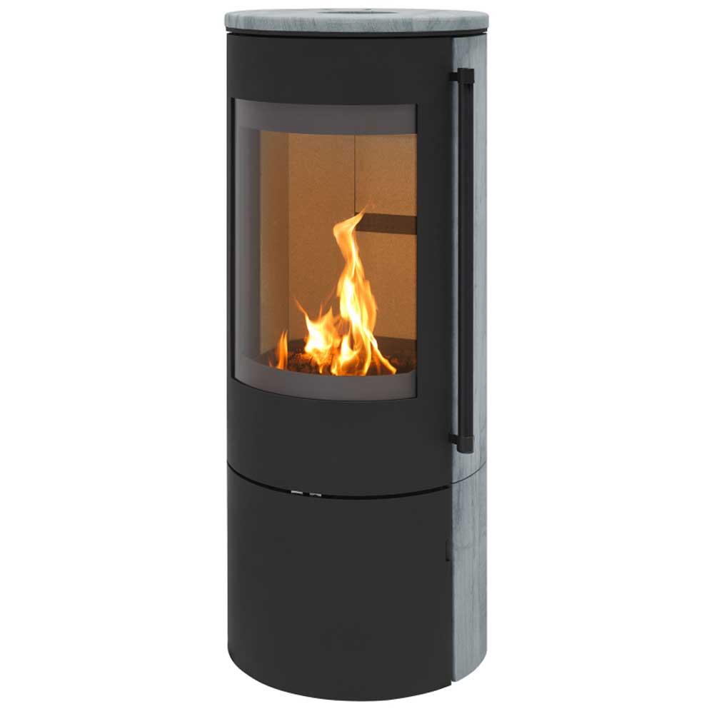 H&M Kaminofen EVO 2.1 schwarz mit Naturstein