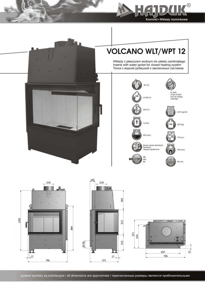 Hajduk Fireplace Volcano WLT 12 / WPT 12