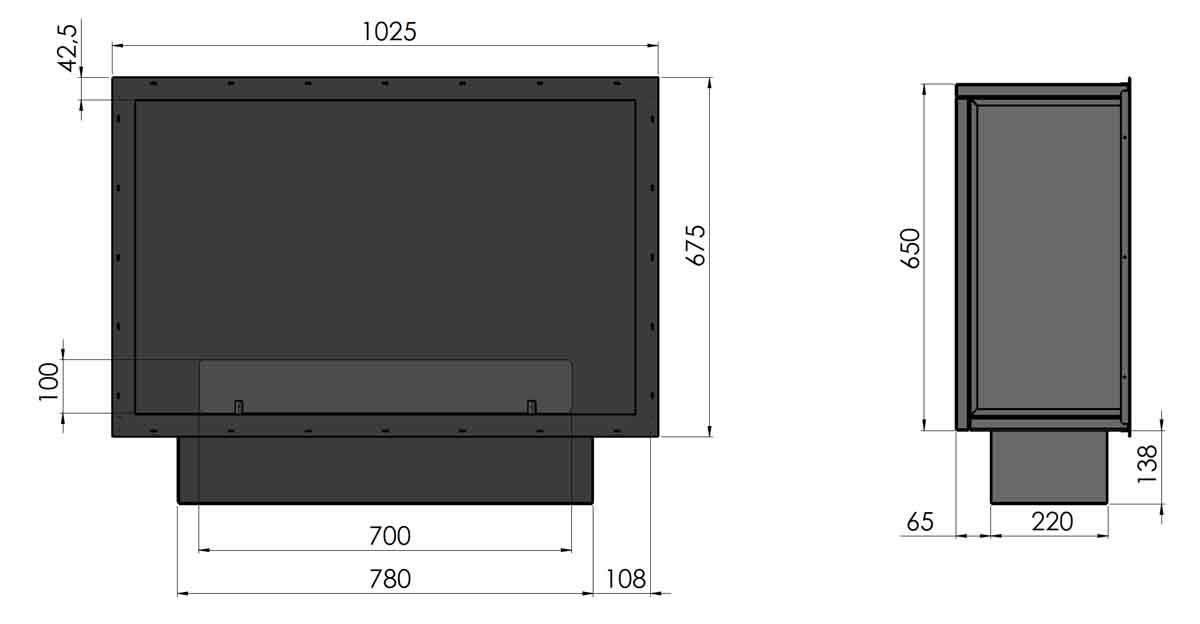 Ethanol built-in fireplace Infire Basic Inside 1000 Etronic