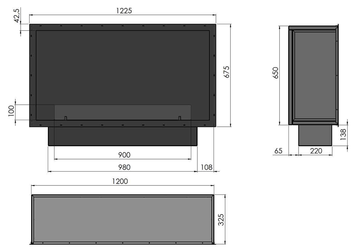 Ethanol built-in fireplace Infire Basic Inside 1200 Etronic