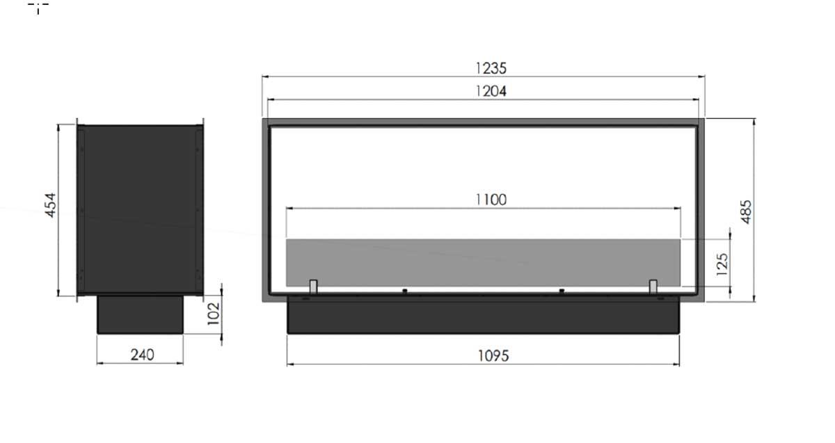 Bioethanol-Einbaukamin 2side Slim 1200 von Infire