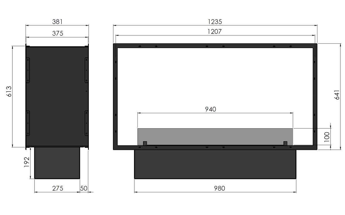 Automatik Bioethanol-Einbaukamin 2side 1200 Etronic von Infire