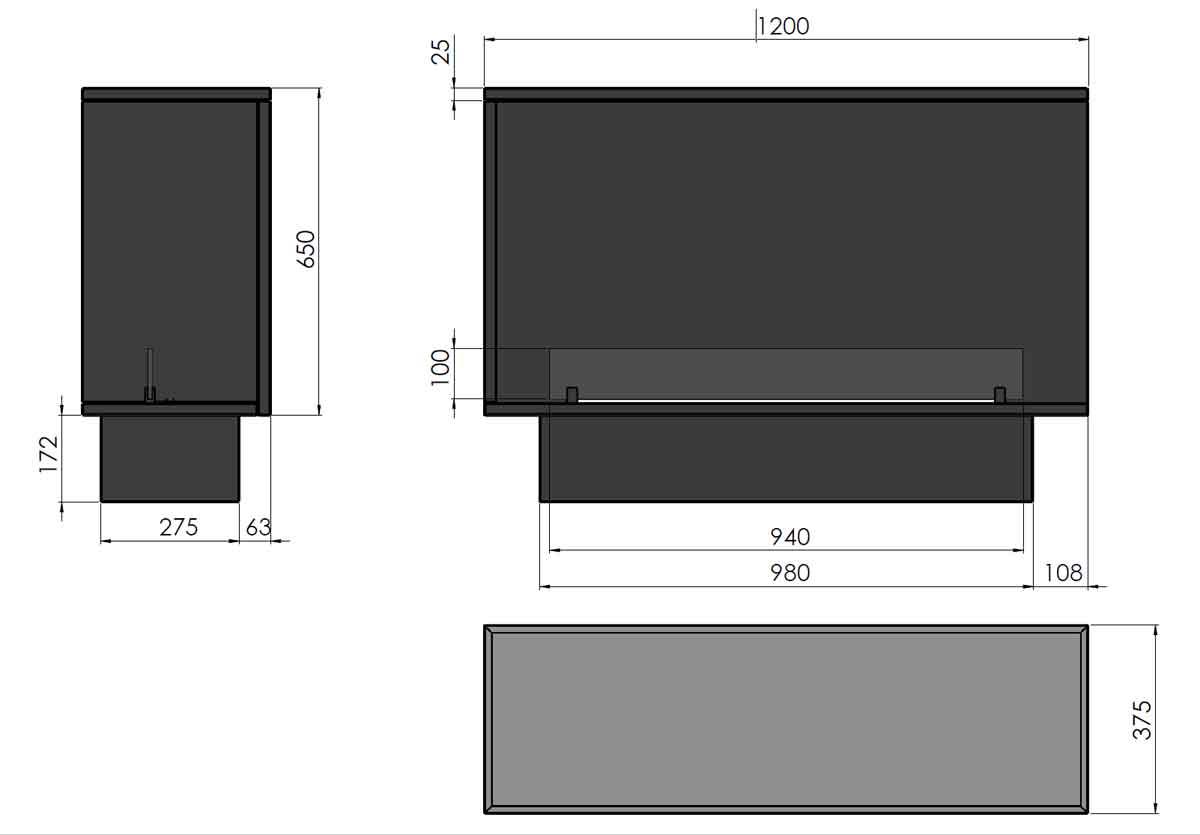 Ethanol built-in fireplace Infire R1200 Etronic