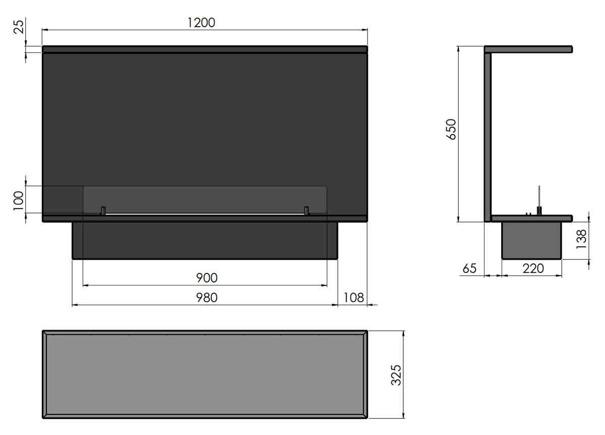 Automatik Bioethanol-Einbaukamin C1200 Basic Etronic von Infire