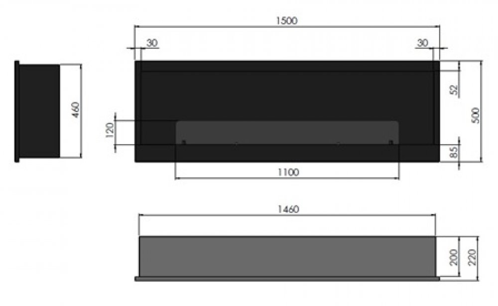 inFire INSIDE 1500 Wall Fireplace