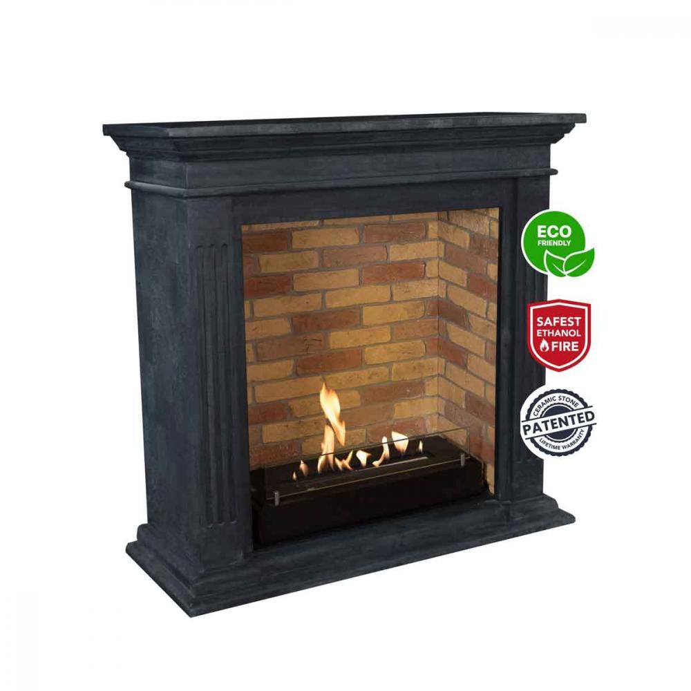 Ethanol fireplace Xaralyn Cadiz Stone Anthracite with decor