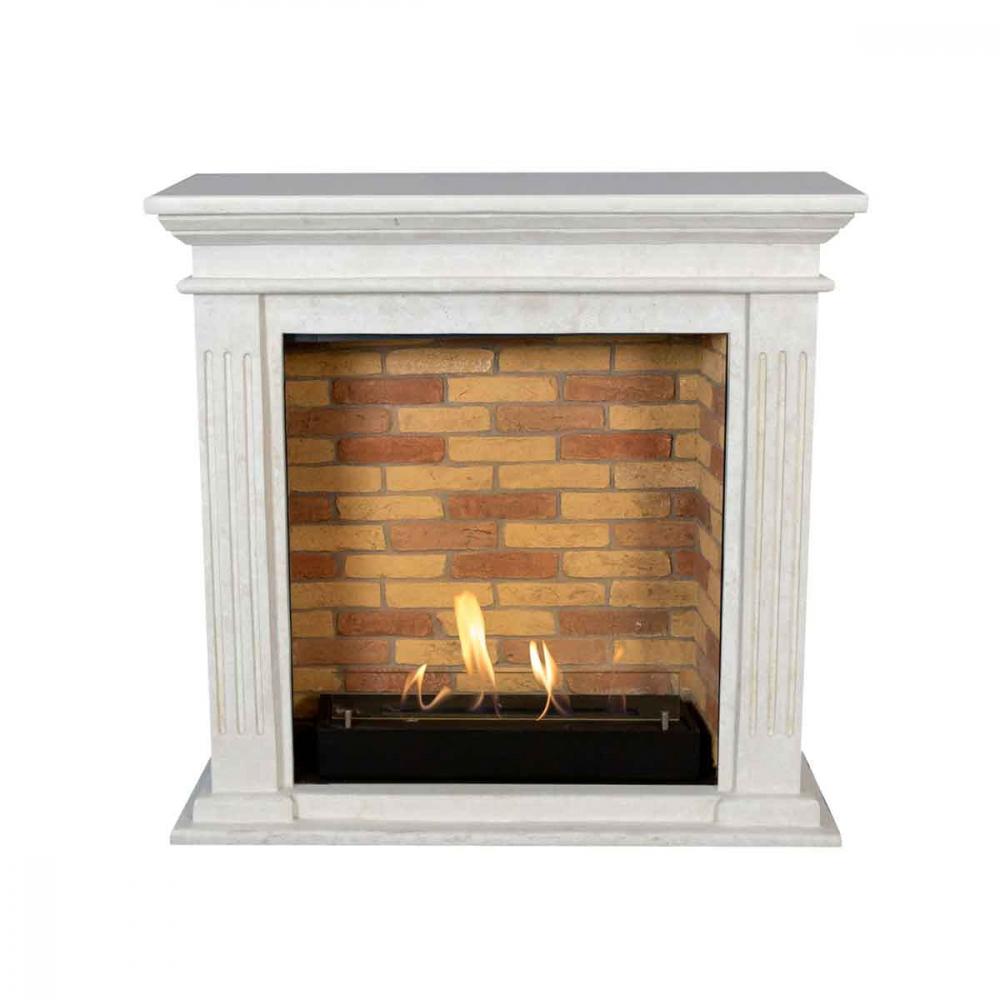 Ethanol fireplace Xaralyn Cadiz Stone White with decor polished