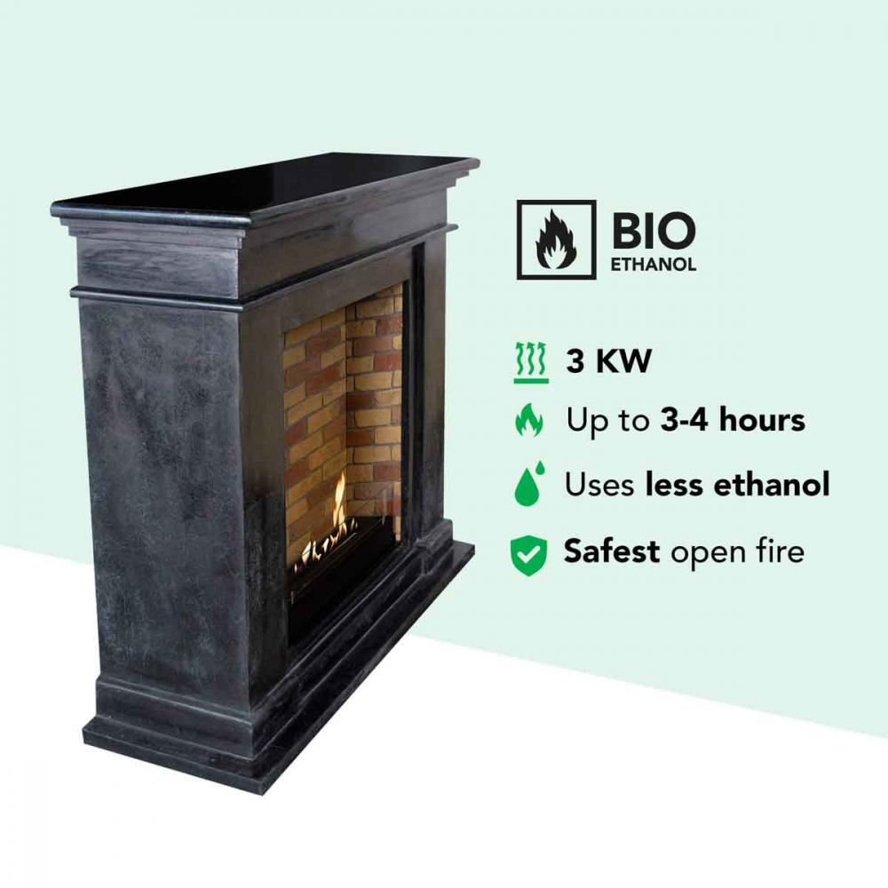 Ethanol fireplace Xaralyn Kos Stone Anthracite with stone decor