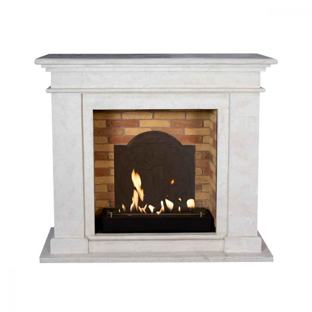 Ethanol fireplace Xaralyn Kos Stone white with Medaillon