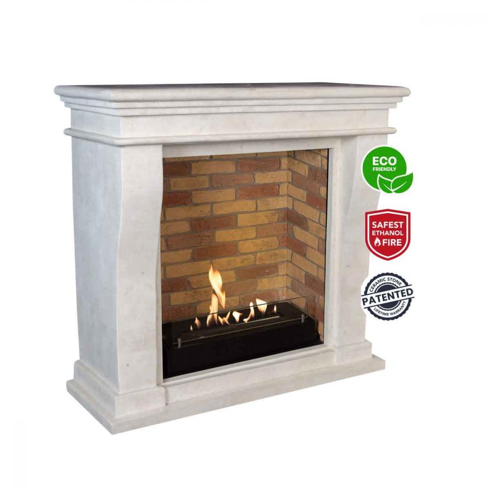 Xaralyn Bioethanolkamin Kreta Mini Steindekor weiß
