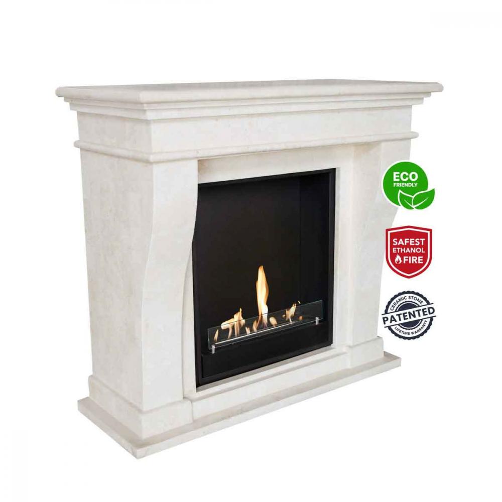 Ethanol fireplace Xaralyn Kreta Stone white polished