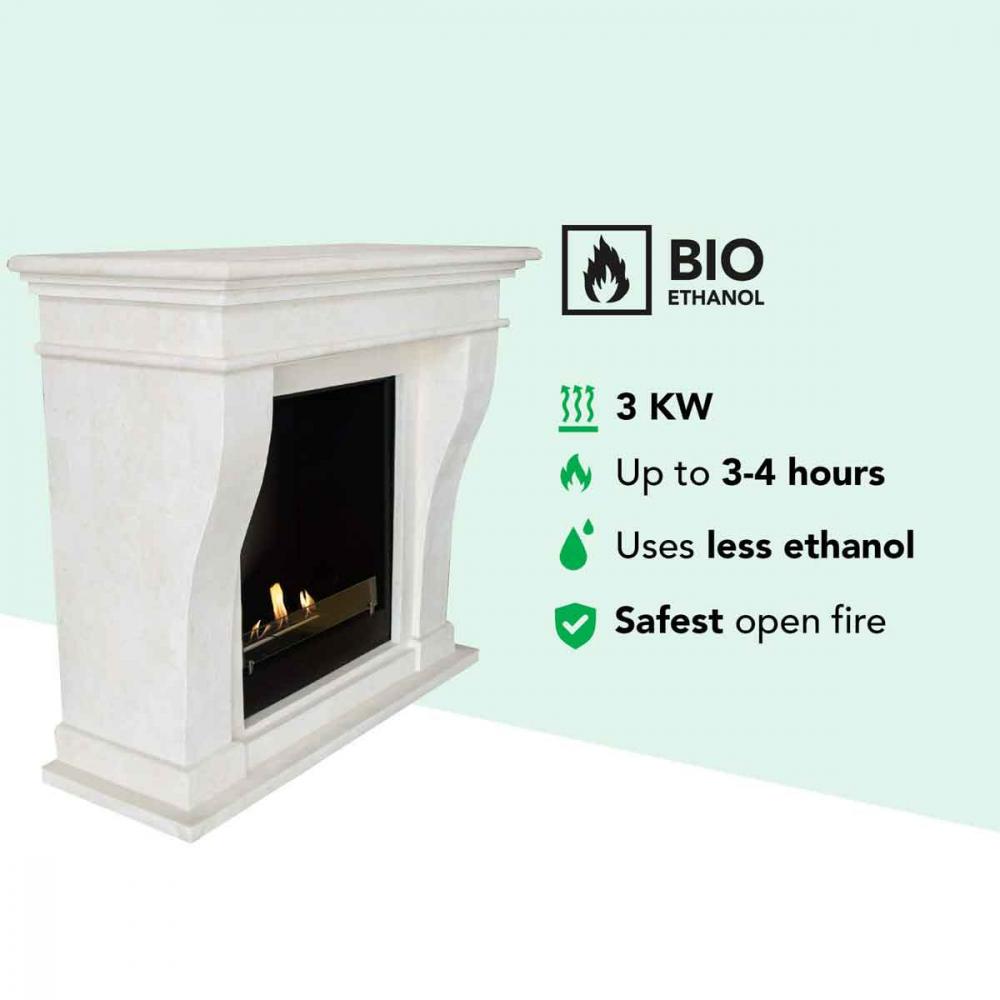 Ethanol fireplace Xaralyn Kreta Stone white polished