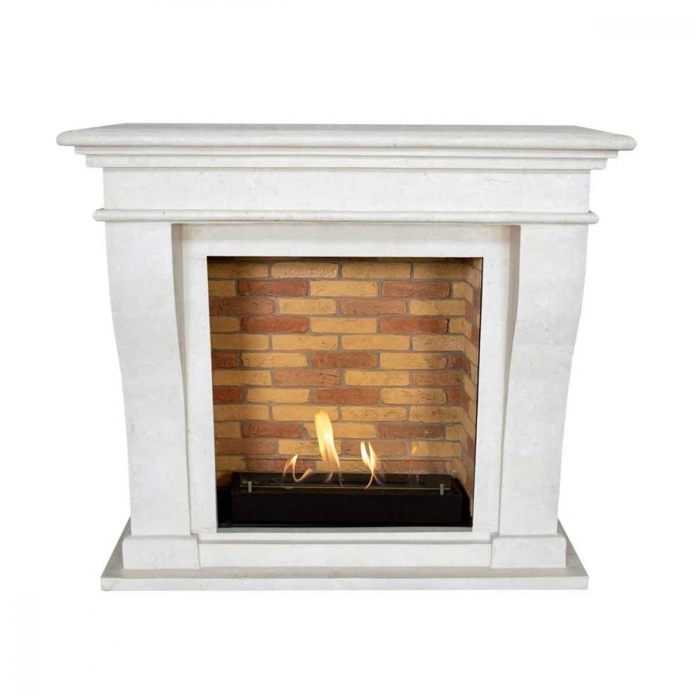 Ethanol fireplace Xaralyn Kreta Stone white polished stone decor