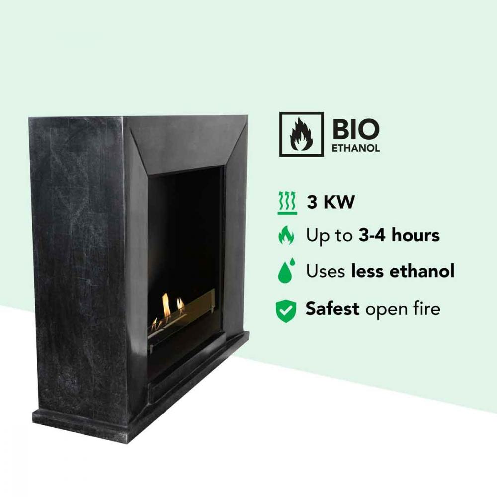 Ethanol fireplace Xaralyn Nero Stone Anthracite